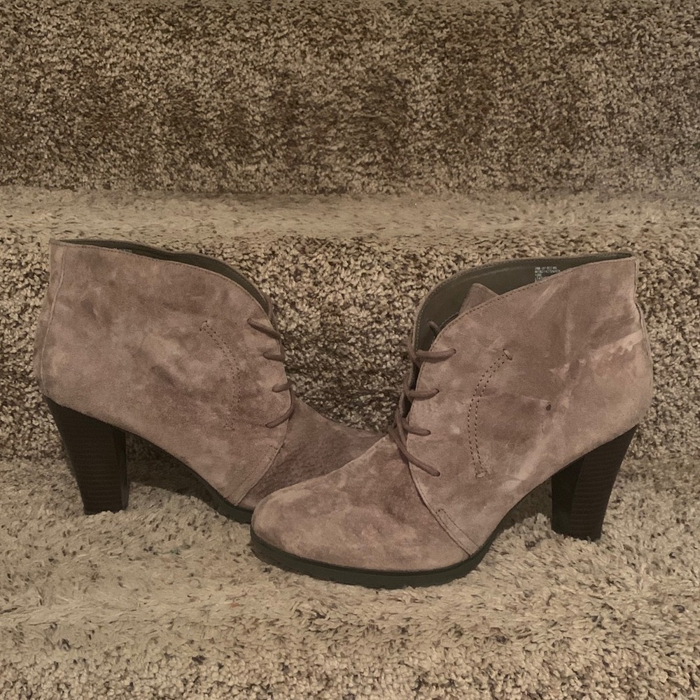 White Mountain Suede Lace Up Booties